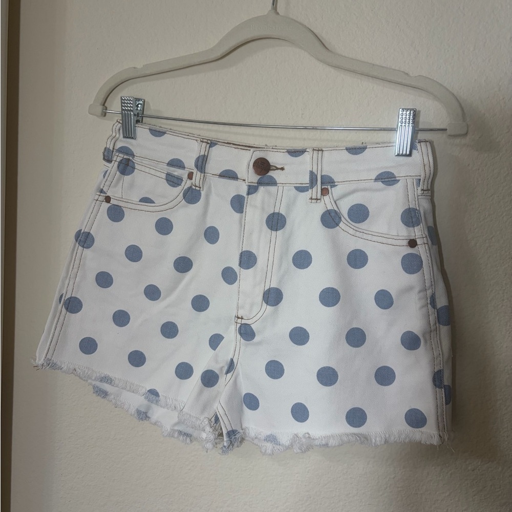Wrangler White and Blue Polka Dot Jean Shorts